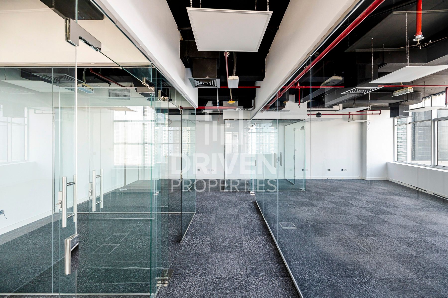 Office for Rent - Partitioned Office Corner with Skyline View