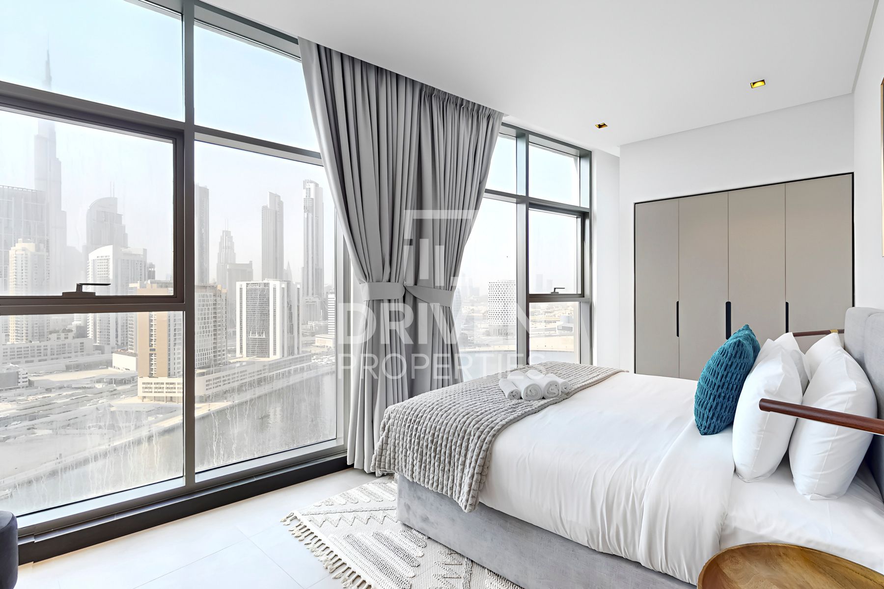 Full Canal and Burj Khalifa View Higher Floor